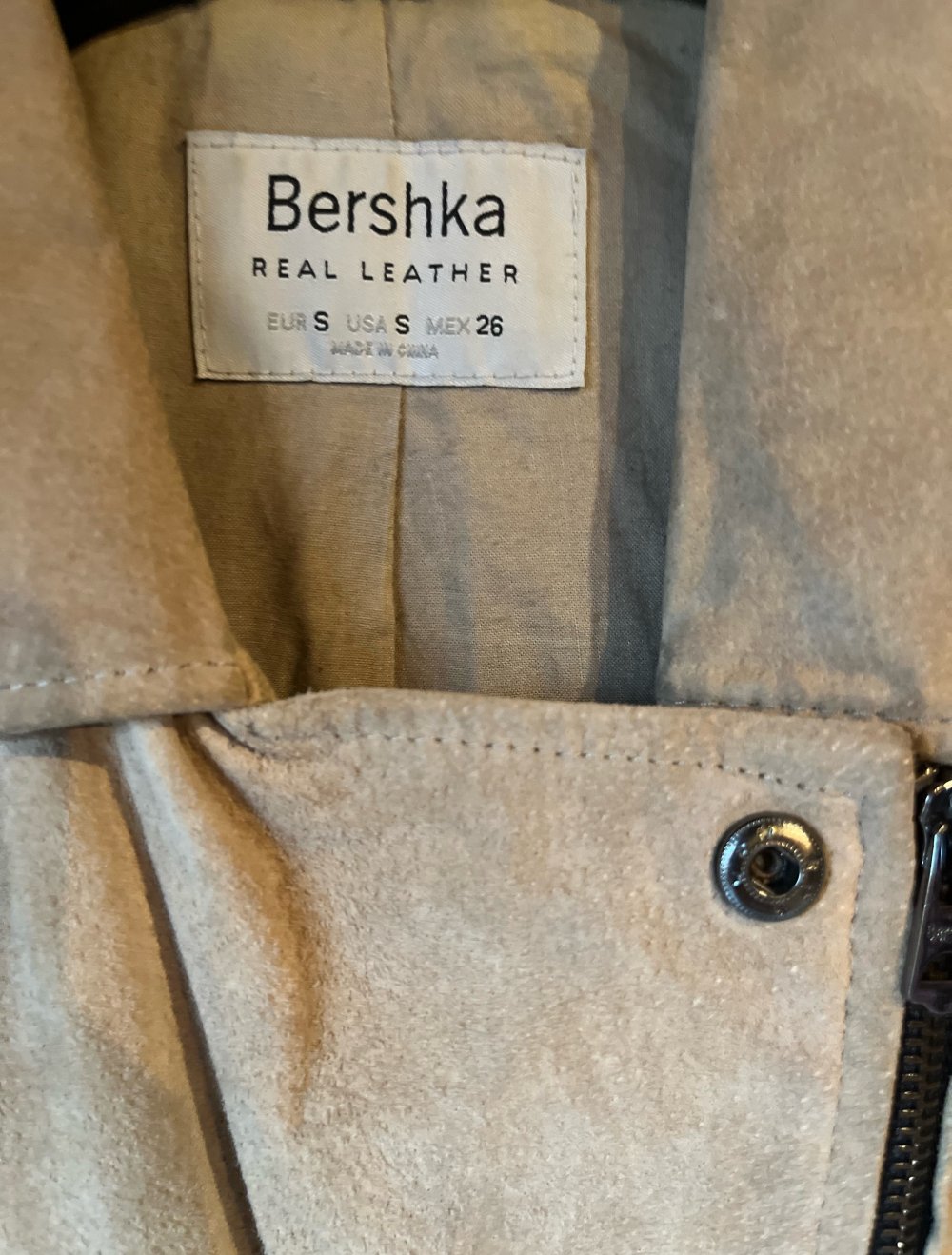 Bershka Wildleder Jacke Lederjacke S beige