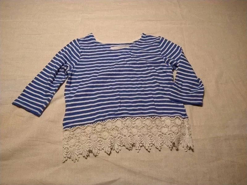 Langarmshirt, blau/weiß, H&M, 98/104