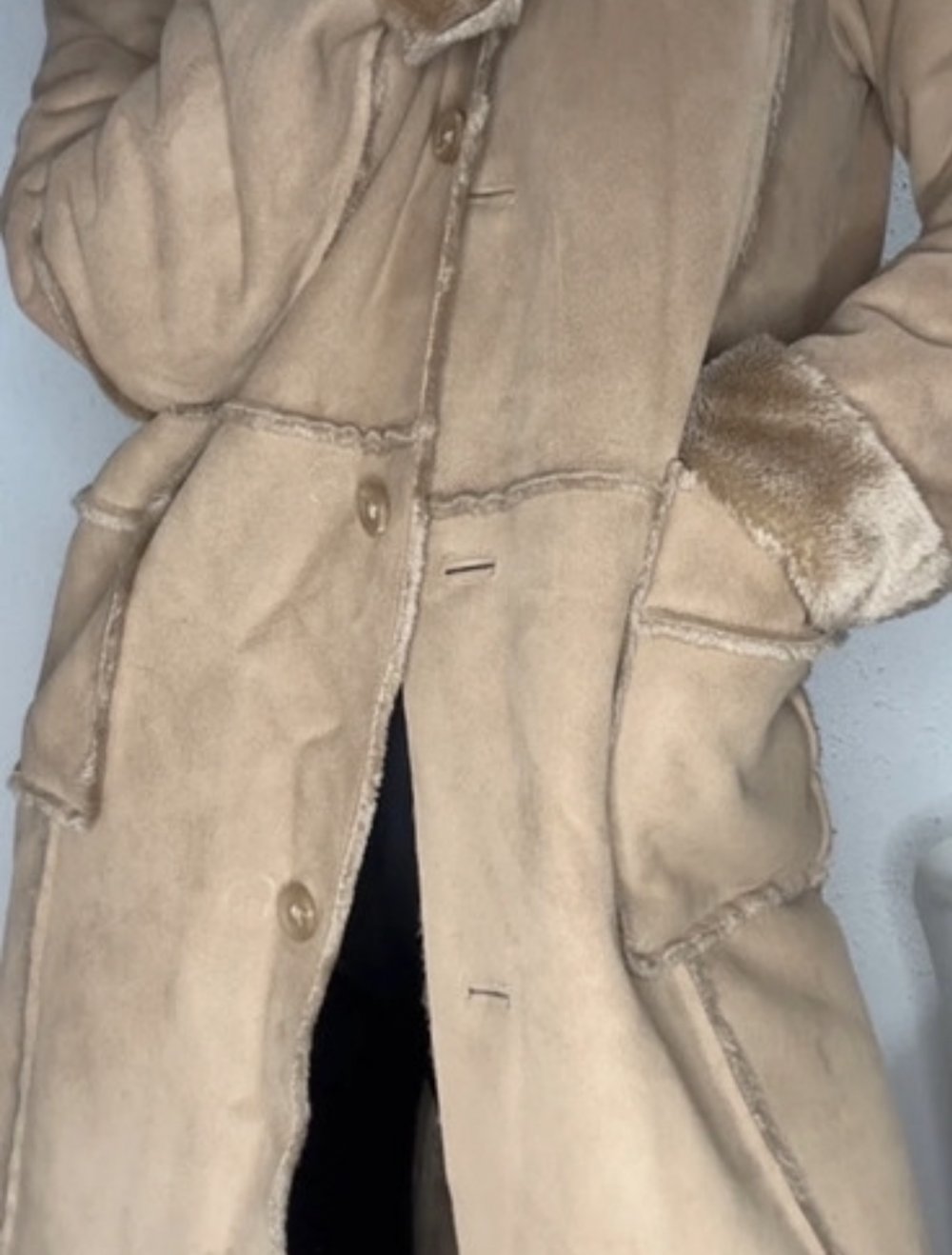 Teddymantel beige warm S M mit Kapuze Felljacke