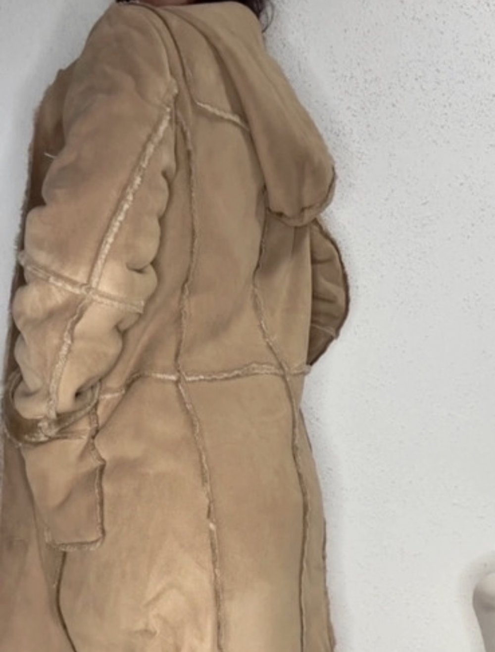 Teddymantel beige warm S M mit Kapuze Felljacke