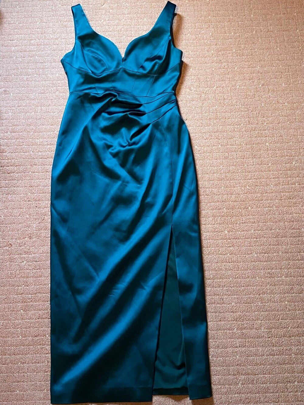 Karen Millen Italian Structured Satin Corset Detail Maxi Dress Größe 38