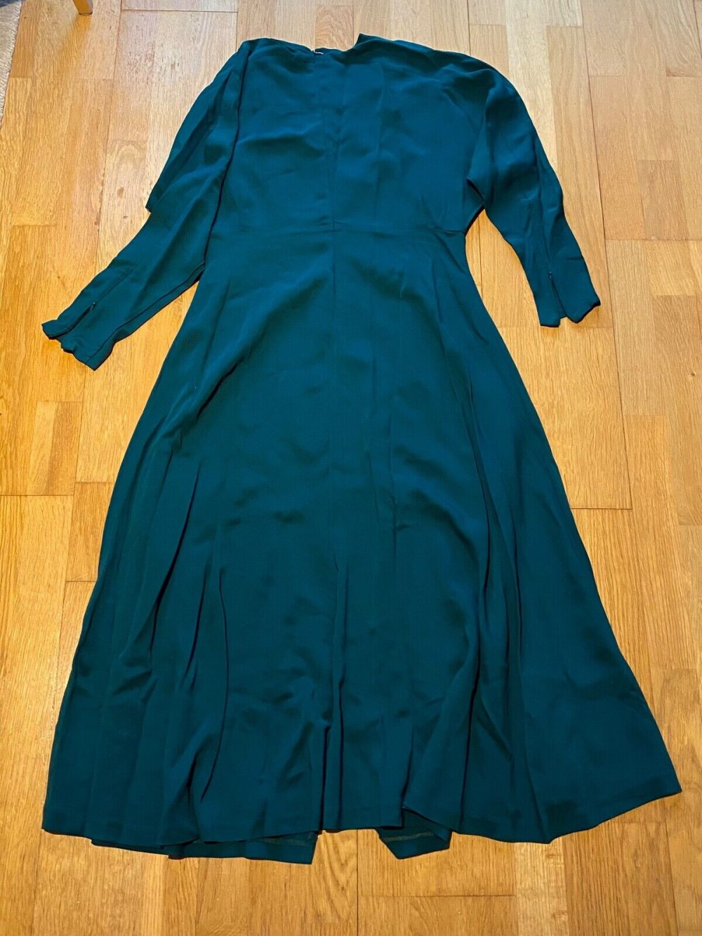 karen millen petite Viscose Crepe long sleeve midi dress dunkelgrün Größe XL