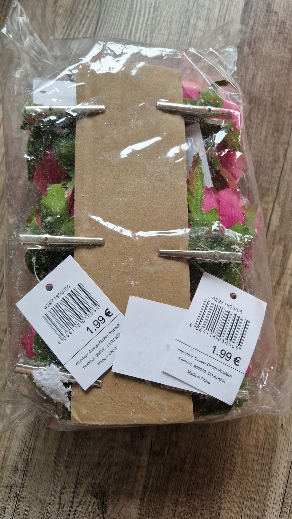 Kunstpflanze Rose mit Klammer Dekorose