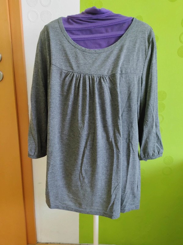 graues 3/4 ärmeliges Shirt Gr.44/46