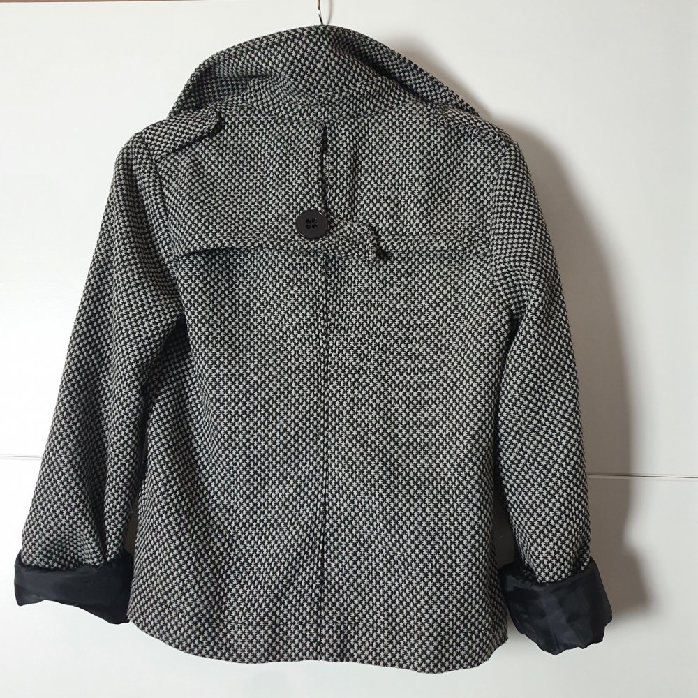 LFT Paris Damenjacke Business Gr. S 36 Hahnentritt schwarz weiß grau mit Knöpfen, Taschen & Kragen