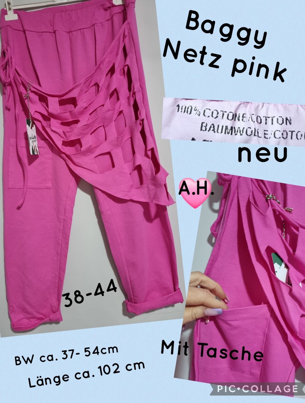 Sweat Baggy Hose pink 38-44