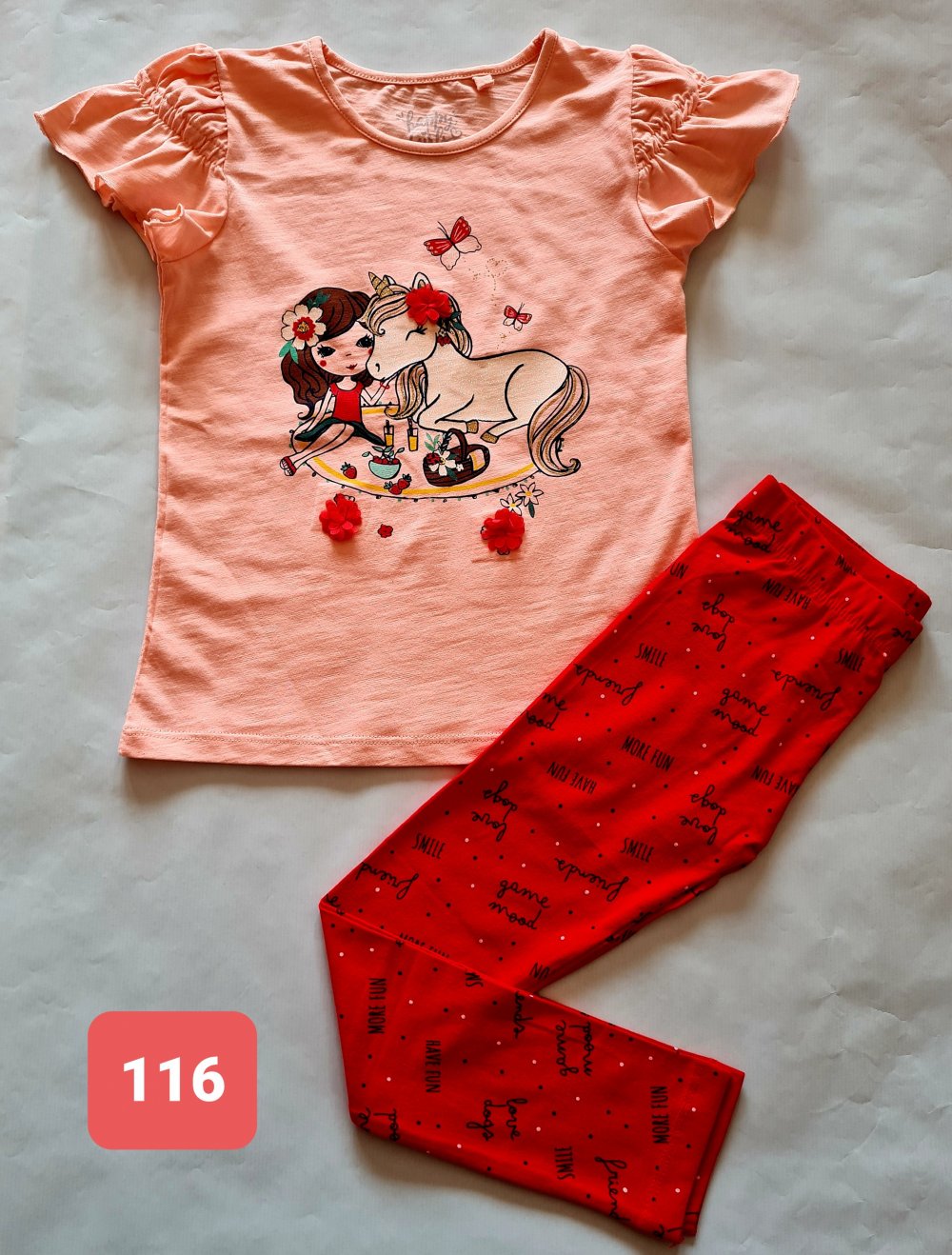 Sommer Set 2tlg Leggins lang, T-Shirt, gr. 116 Neu