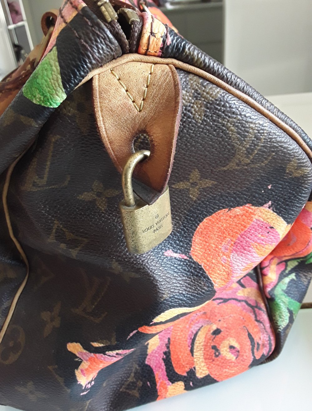 louis vuitton  Original  sprouse  roses speedy   30 Neon pink Tasche  limitiert