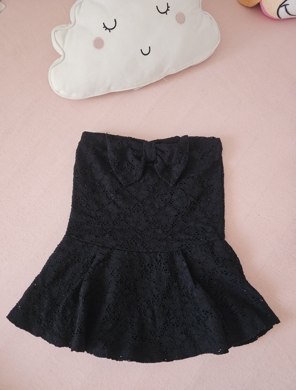 Bandshirt, mit Spitze, Schleife Detail vorne, blickdicht und rüschen Effekt unten, Größe XS