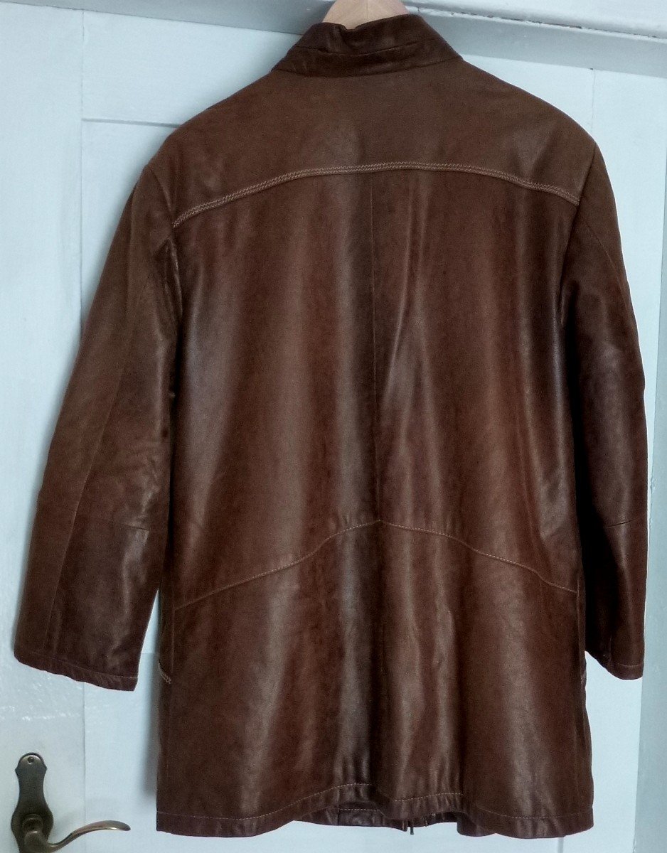  Bernardo S. Echt Lammleder Jacke braun Gr. 42 mit Pelzkragen
