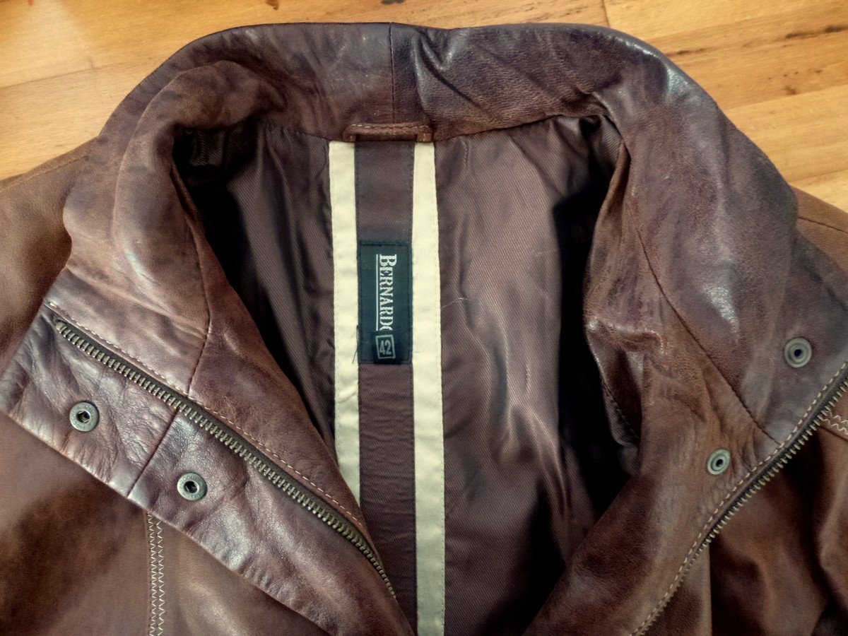  Bernardo S. Echt Lammleder Jacke braun Gr. 42 mit Pelzkragen
