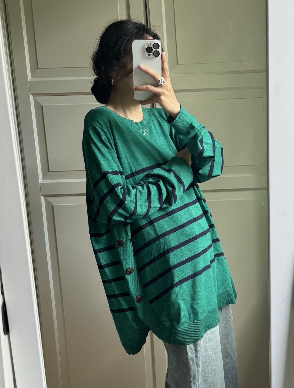 Strickpullover dünn lang grün blau XXL