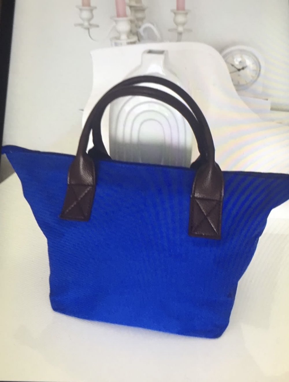 Shopper Tasche Blau Braun