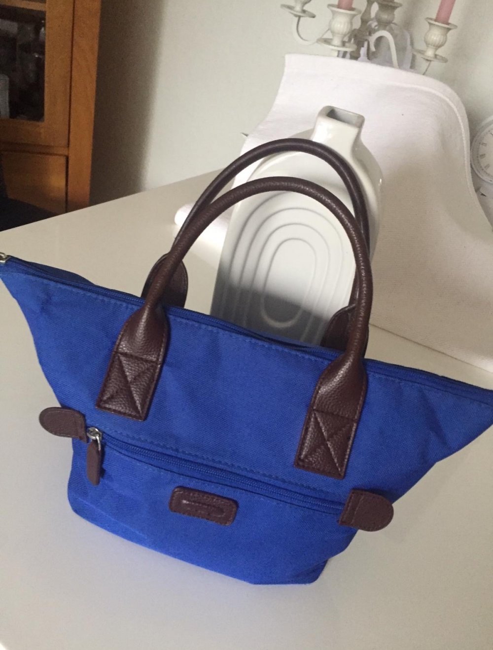 Shopper Tasche Blau Braun