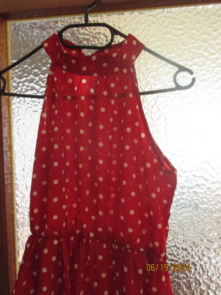 damen kleid neu gr.s rot weiß gepunktet 