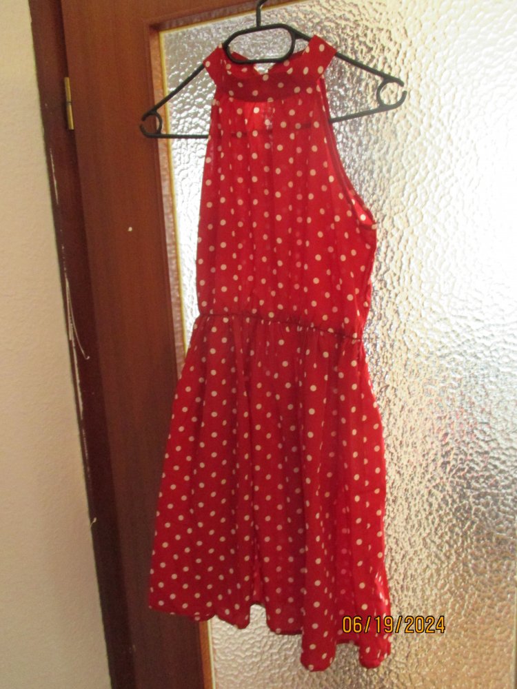 damen kleid neu gr.s rot weiß gepunktet 