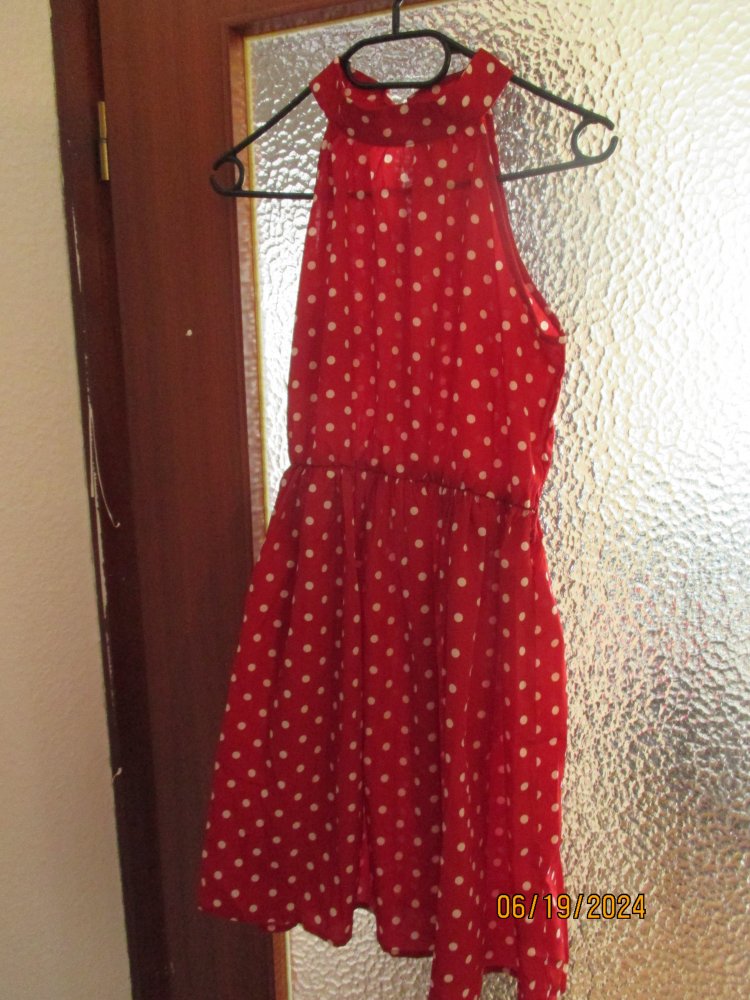 damen kleid neu gr.s rot weiß gepunktet 