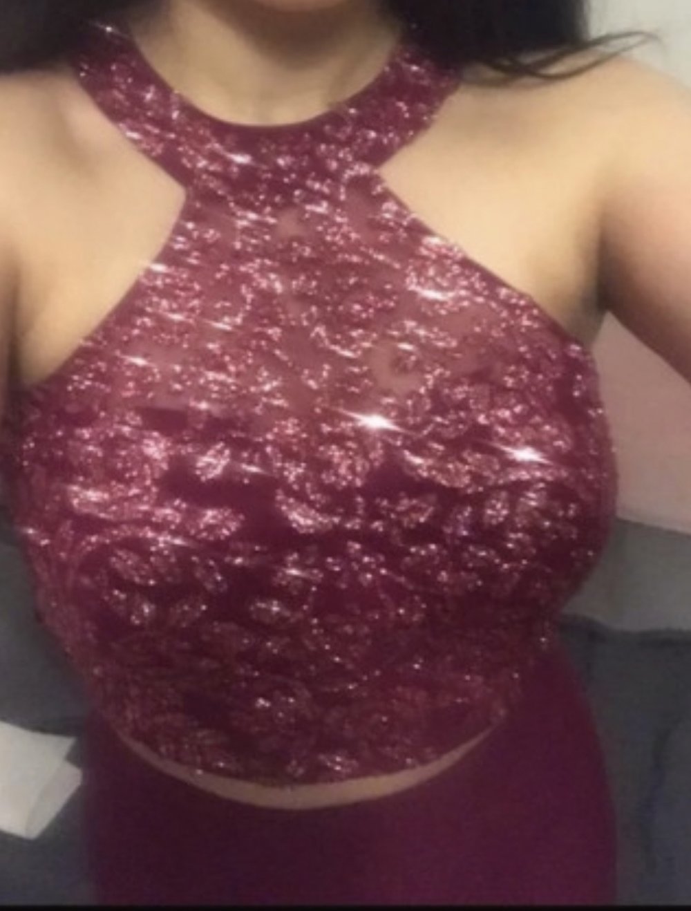 Abendkleid lila, Größe 36 mit Glitzer