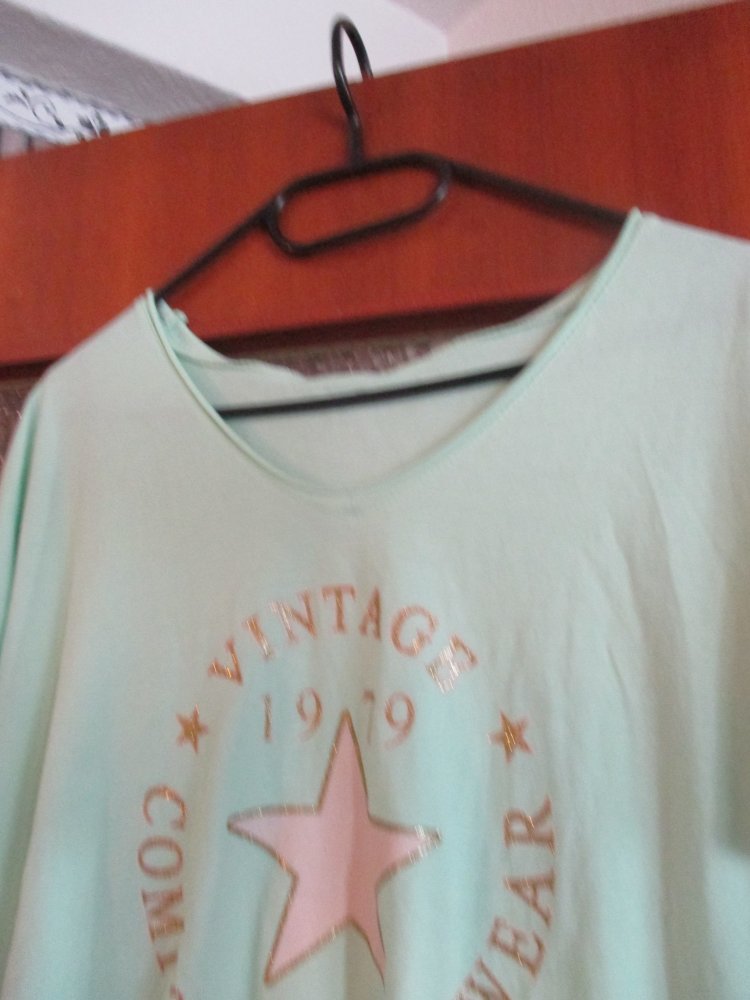 neues damen tshirt mint farbe grün gr. xl mit stern 