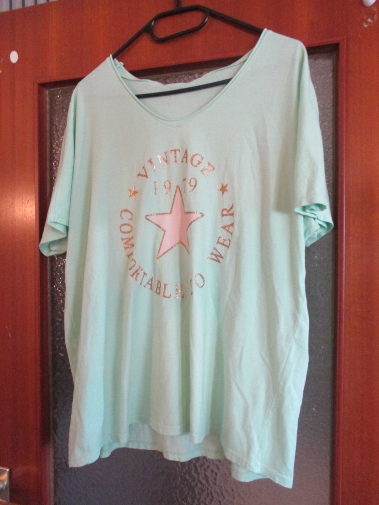 neues damen tshirt mint farbe grün gr. xl mit stern 