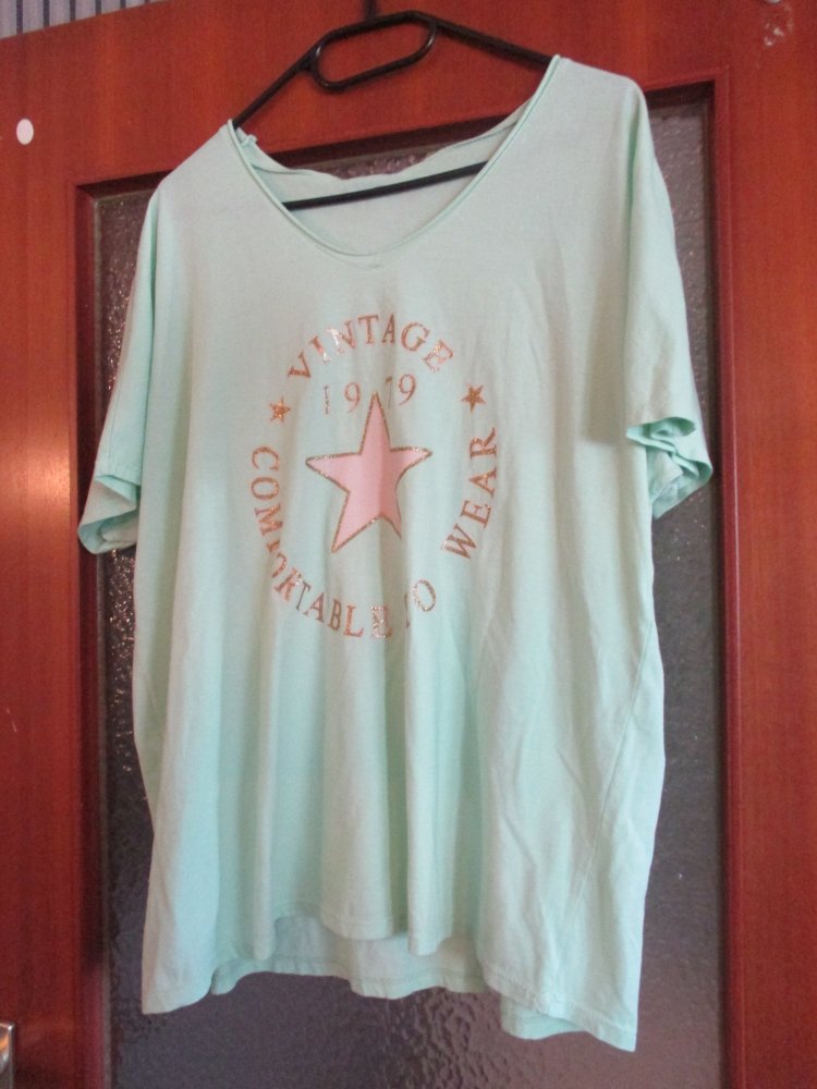neues damen tshirt mint farbe grün gr. xl mit stern 