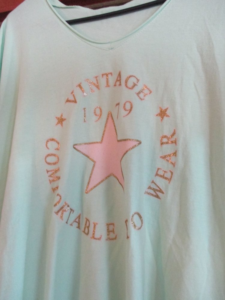 neues damen tshirt mint farbe grün gr. xl mit stern 