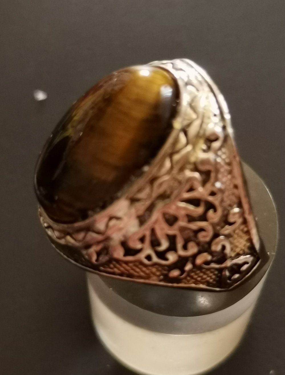 Herren Tiegerauge Ring Edelstahl Gr. 20