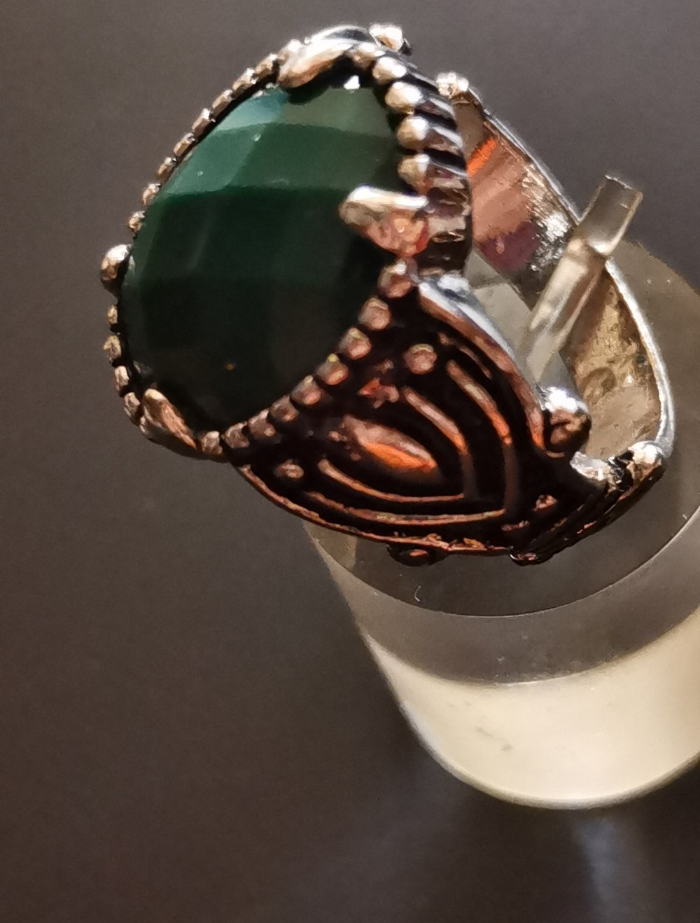 Herren Ring Edelstahl mit grünen Stein Gr. 20