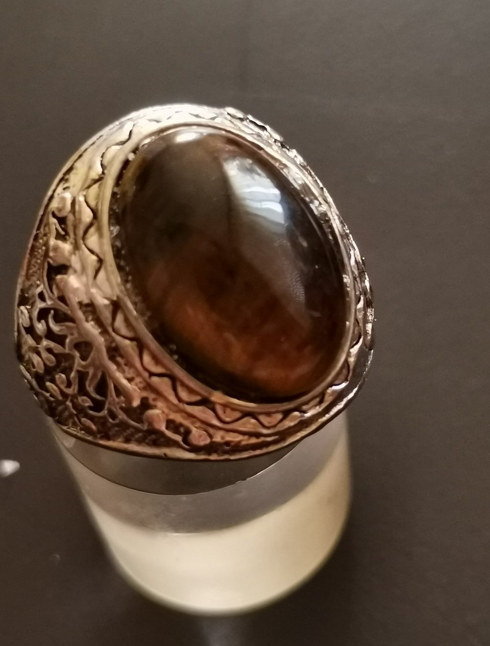 Herren Tiegerauge Ring Edelstahl Gr. 20