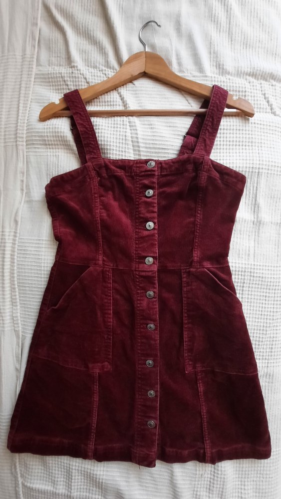 H&M Kleid Cord Baumwolle 38 Rot Bordeaux 