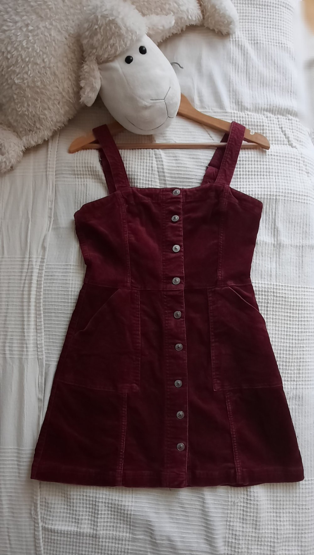 H&M Kleid Cord Baumwolle 38 Rot Bordeaux 