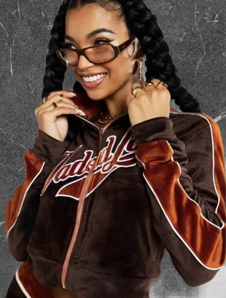 Jaded London Cropped velour Tracksuit Jacket