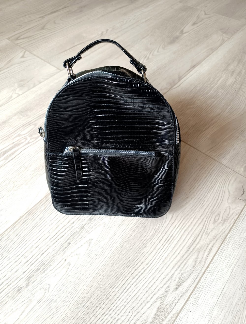 Mini Rucksack Kroko Lack Look Glänzend Neu