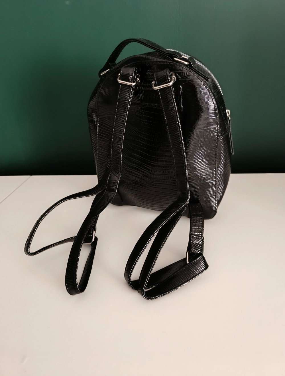 Mini Rucksack Kroko Lack Look Glänzend Neu