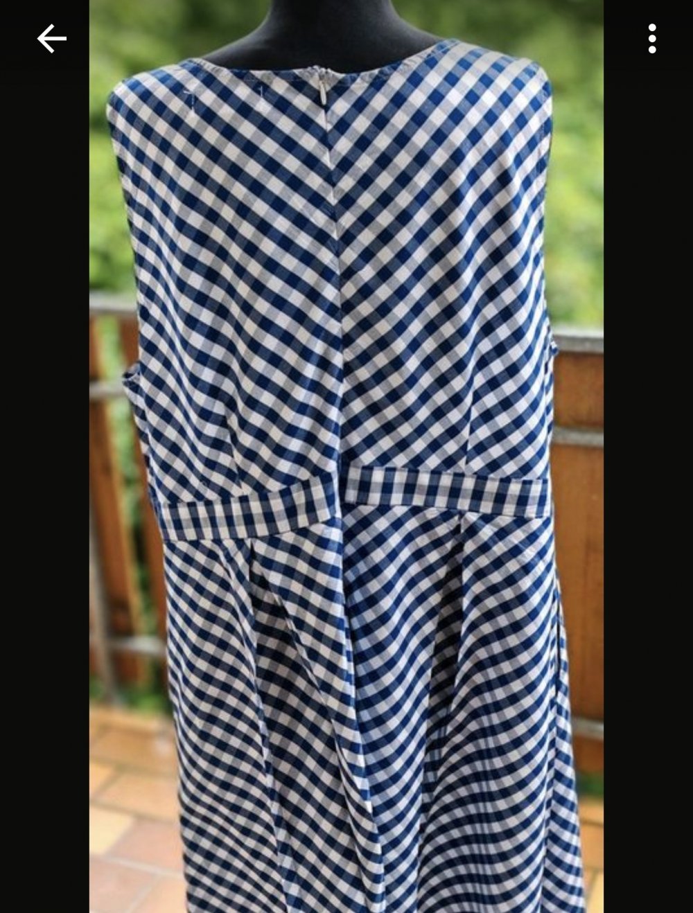 Landhaus A-Linie Kleid blau/weiß kariert, 52, ärmellos, Taschen