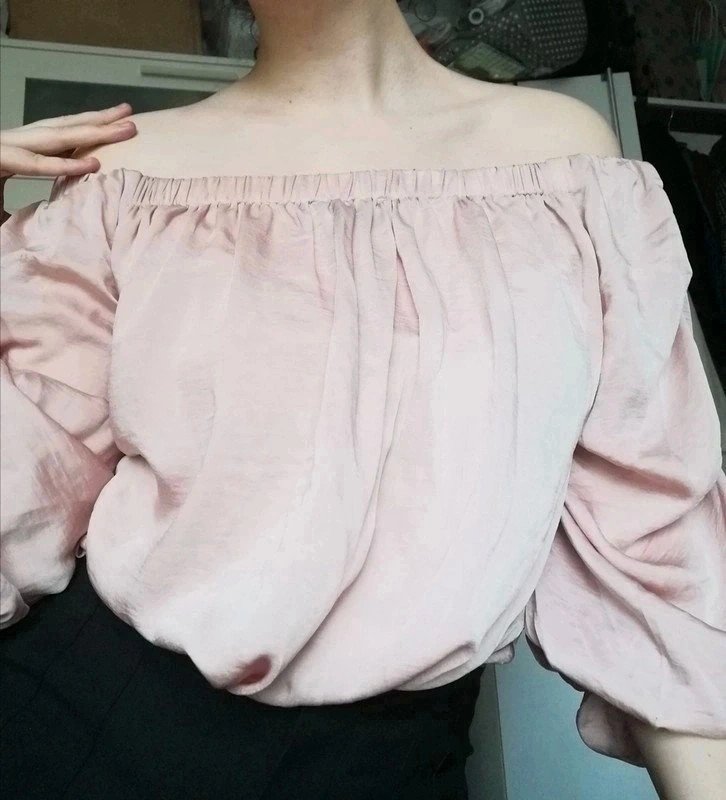 Wunderschöne Off Schoulder schulterfrei pastel rosa blogger style lange Bluse