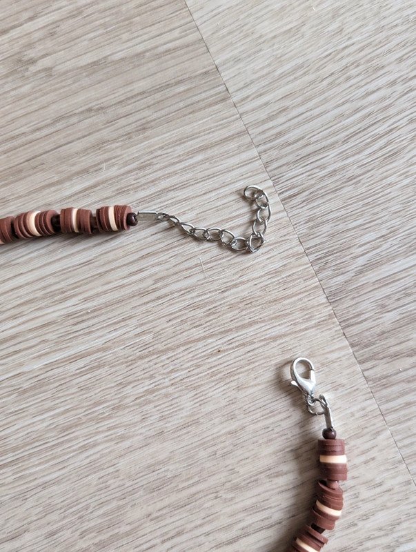 Polymer Ton Perlen Kette mit braunen Erdtönen und Holzperle