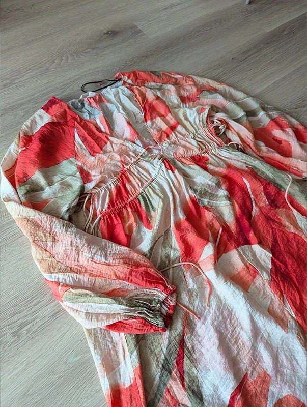 Lockeres Sommerkleid farbenfroh V-Ausschnitt Strandkleid Sommerkleid lang Oversized Look