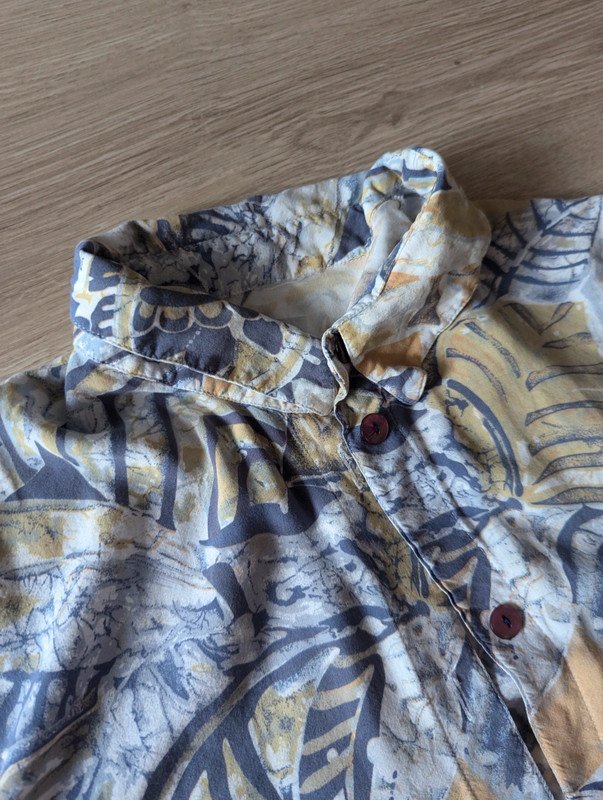 Vintage Look style Hemd muster blumen floral pflanzen Bluse Oberteil Safari 