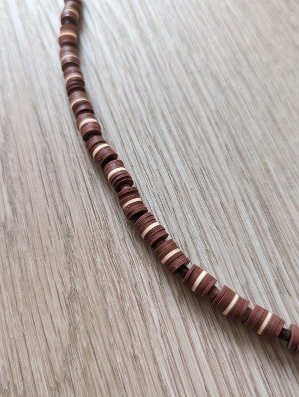 Polymer Ton Perlen Kette mit braunen Erdtönen und Holzperle