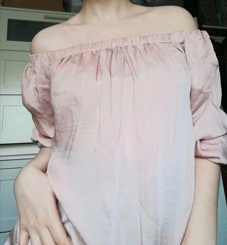 Wunderschöne Off Schoulder schulterfrei pastel rosa blogger style lange Bluse