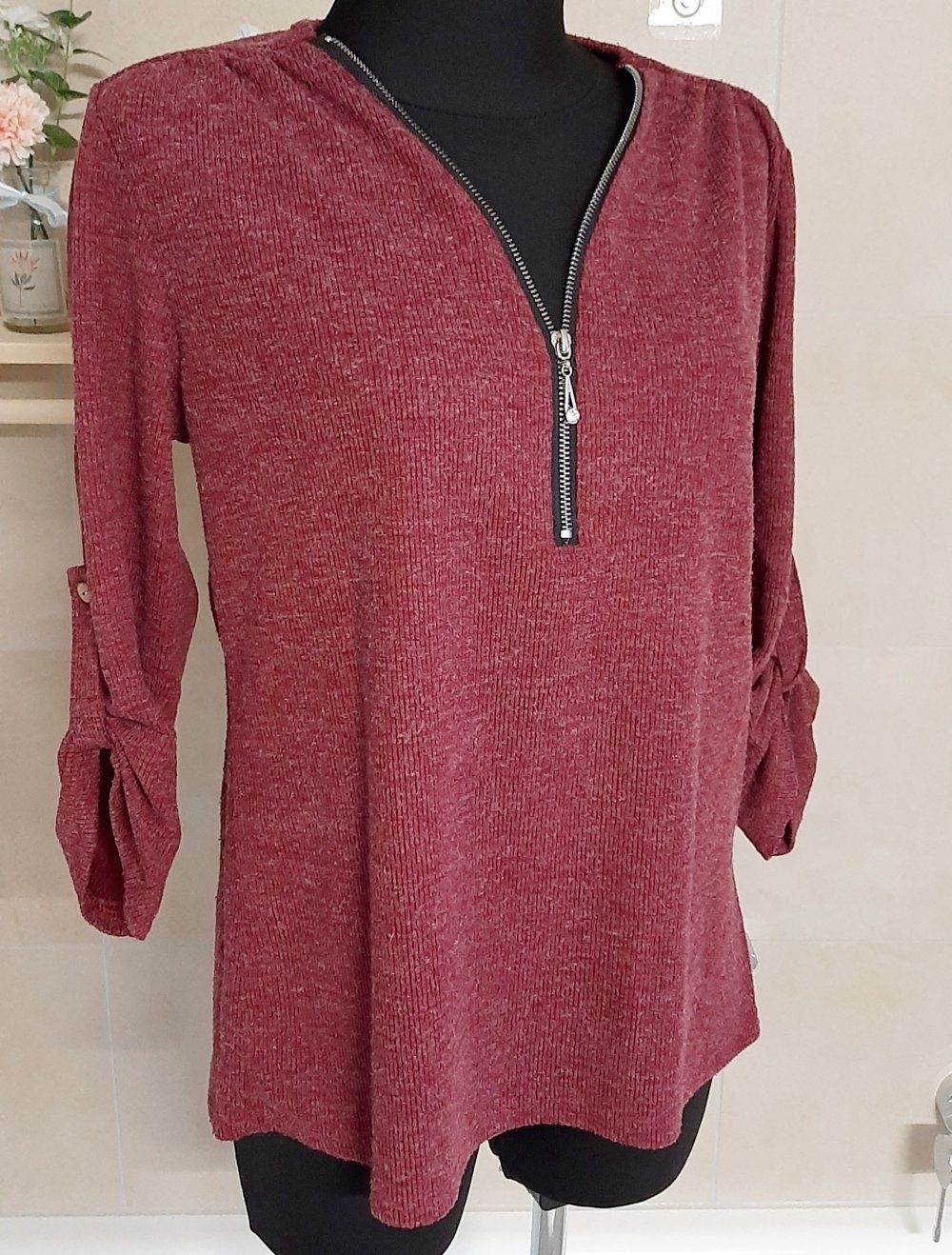 Strickshirt mit Reißverschluss S