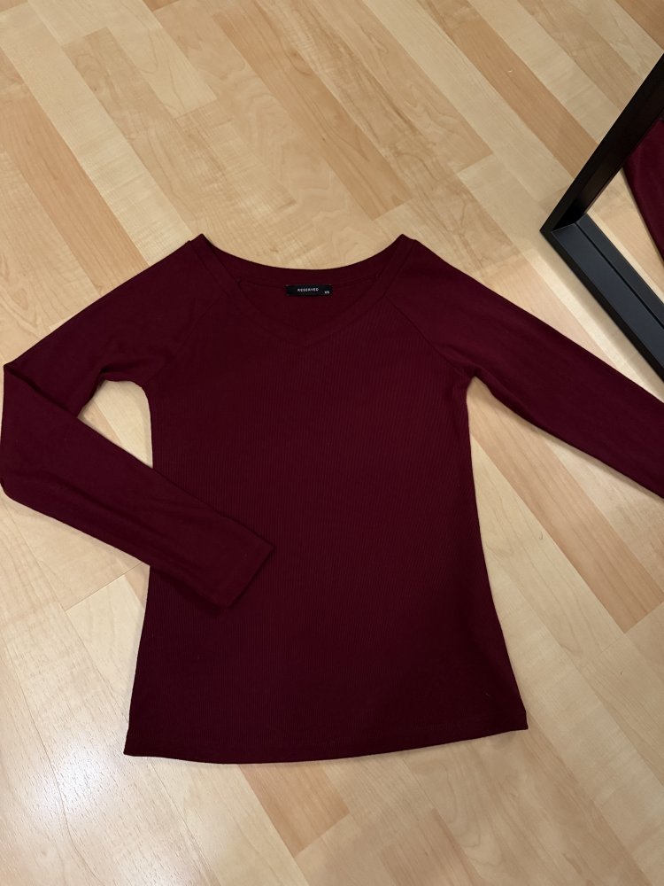 Reserved Pullover mit V-Ausschnitt burgunderrot XS 34