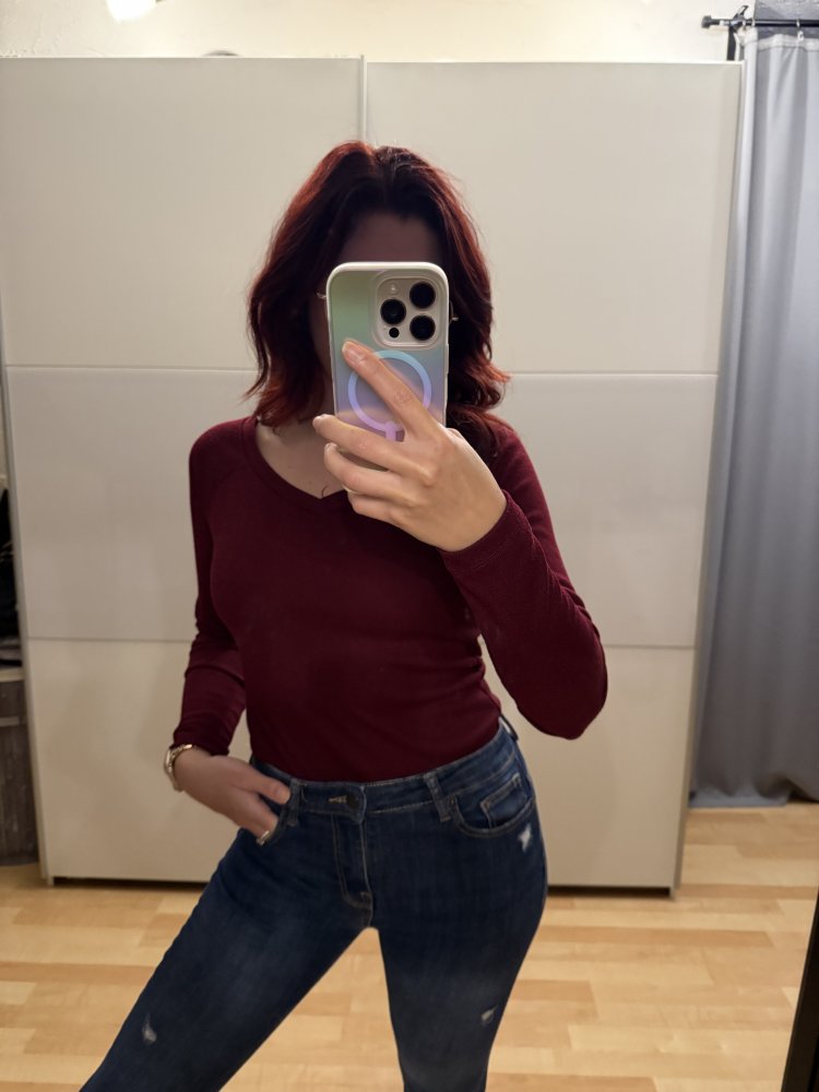 Reserved Pullover mit V-Ausschnitt burgunderrot XS 34