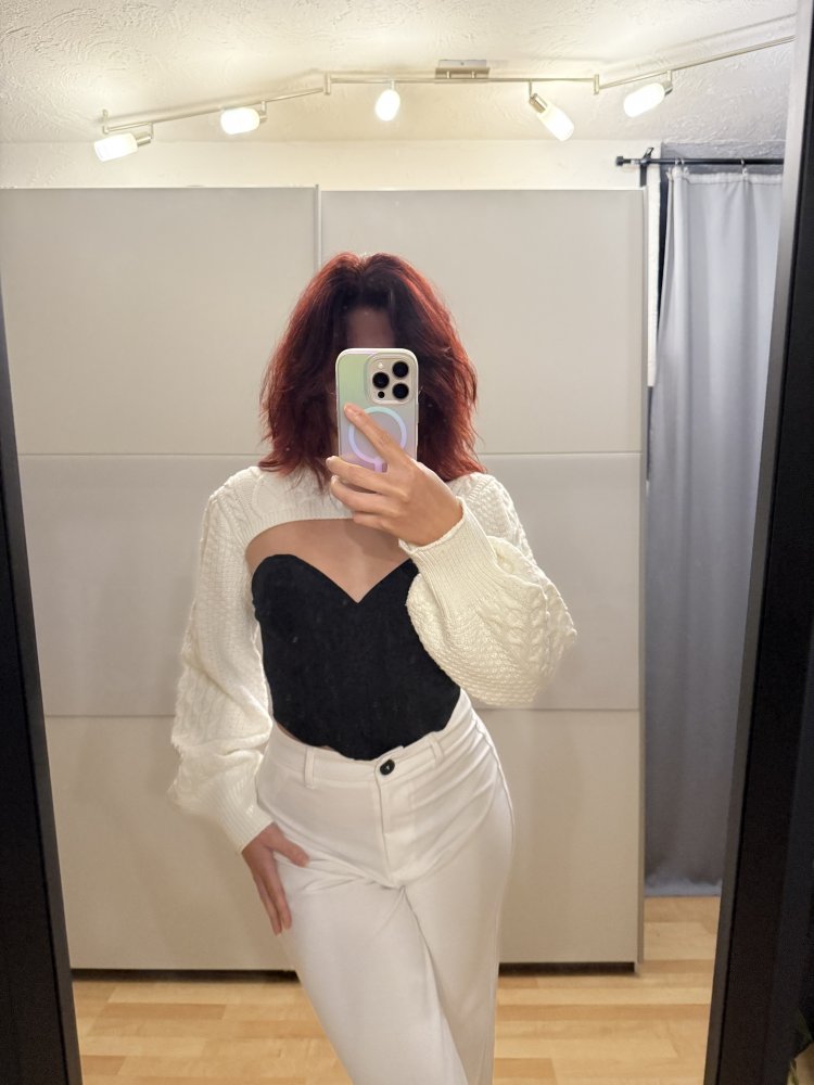 Shein Crop Strickpullover weiß S 36