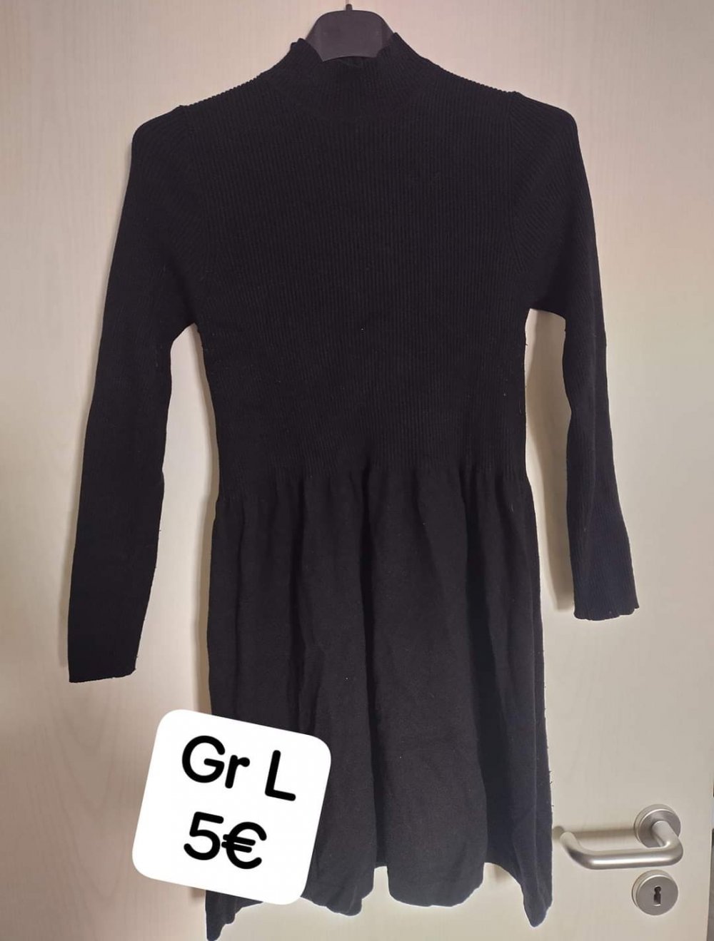 schwarzes Kleid langarm gr L