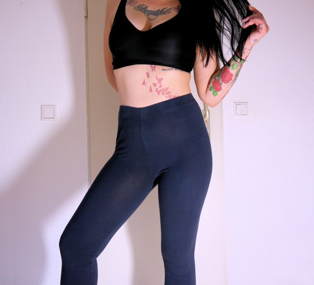 Dunkelblaue Baumwoll-Leggings Schwangerschaftslegging Schwangerschaftshose Leggings mit hohem Bund