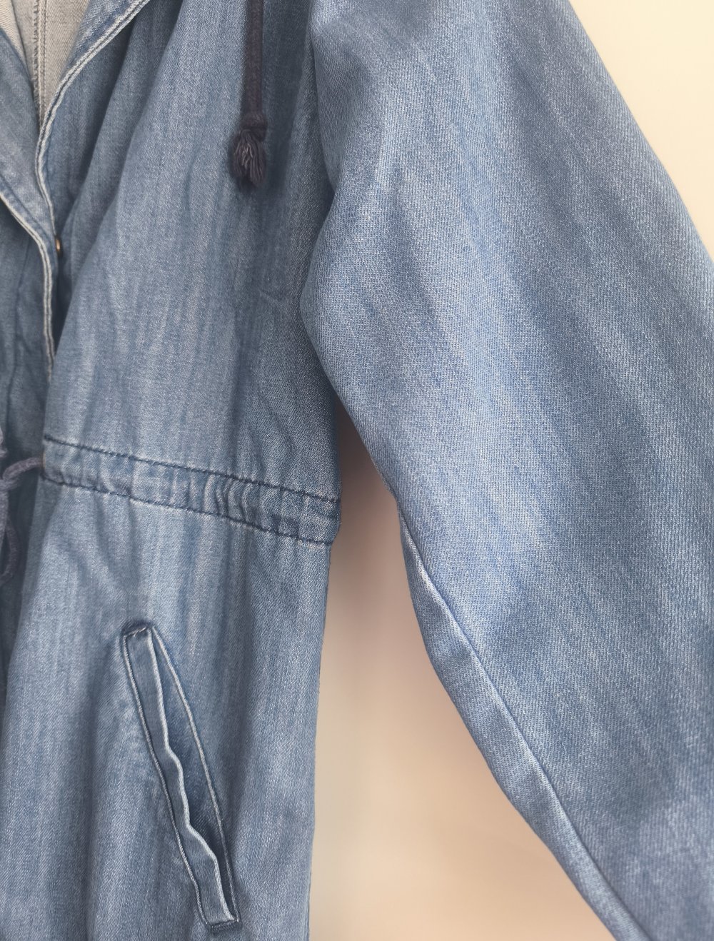 Forever 21 Denimjacke Jeansjacke zum Binden 3/4 Ärmel Blau Gr.S 36