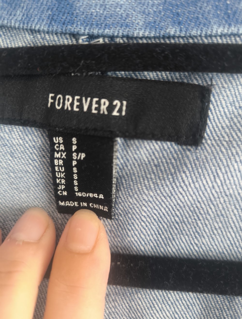 Forever 21 Denimjacke Jeansjacke zum Binden 3/4 Ärmel Blau Gr.S 36