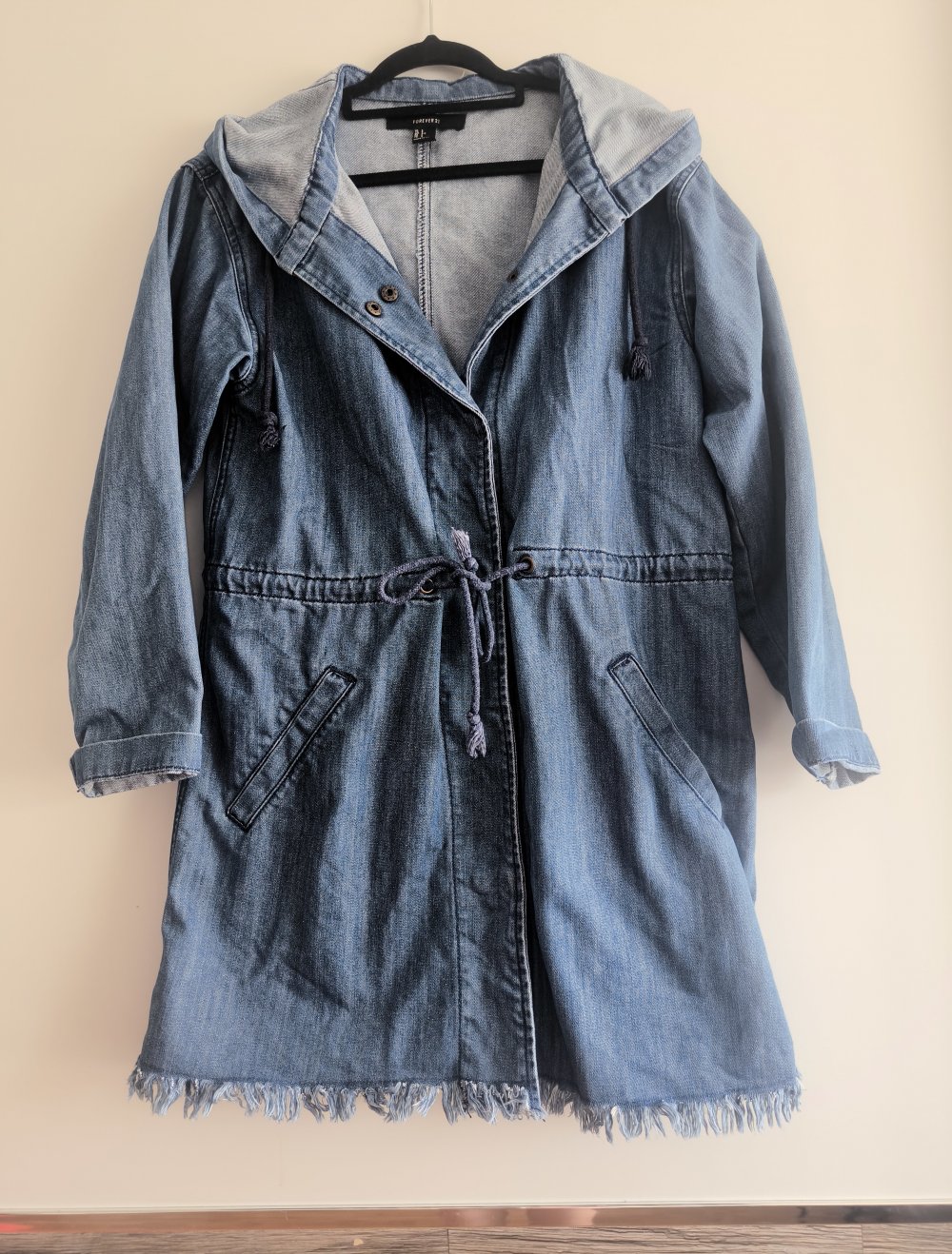 Forever 21 Denimjacke Jeansjacke zum Binden 3/4 Ärmel Blau Gr.S 36